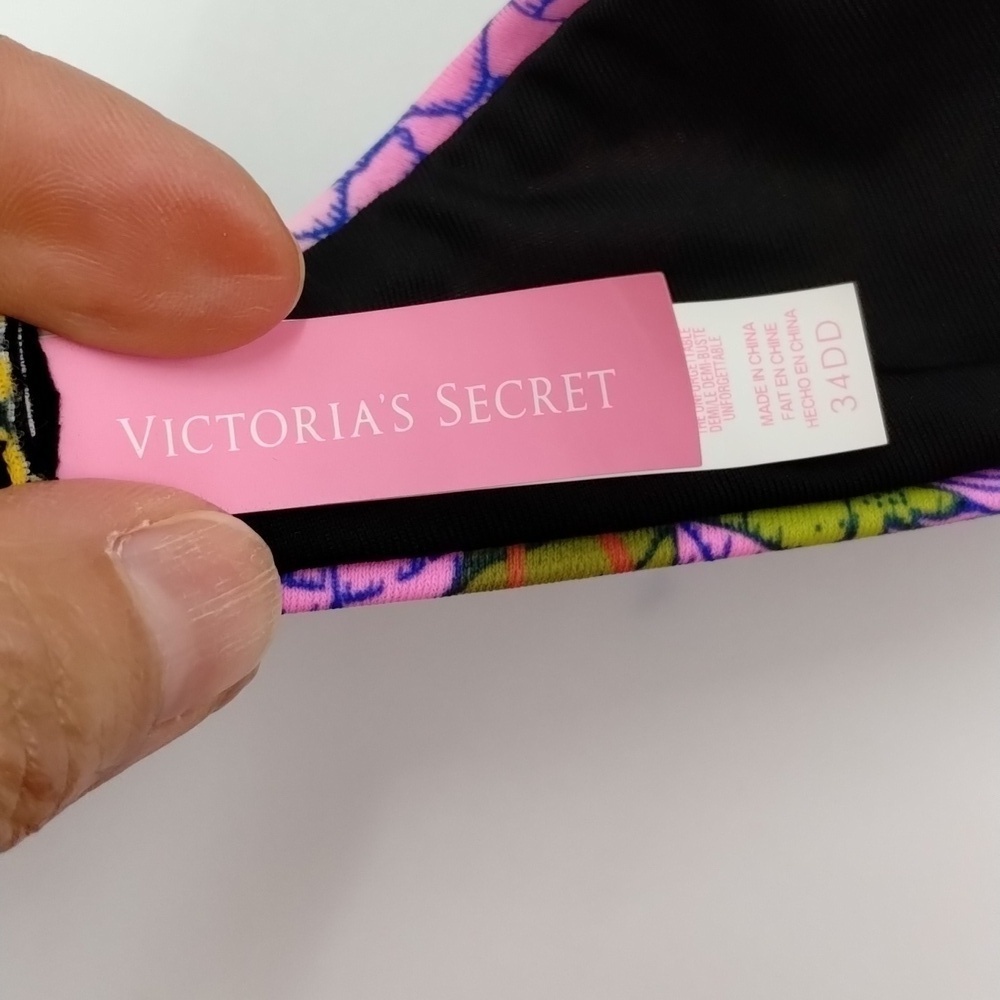 Victoria Secret 34DD floral bikini top fasten back and neck tie back - Picture 6 of 8